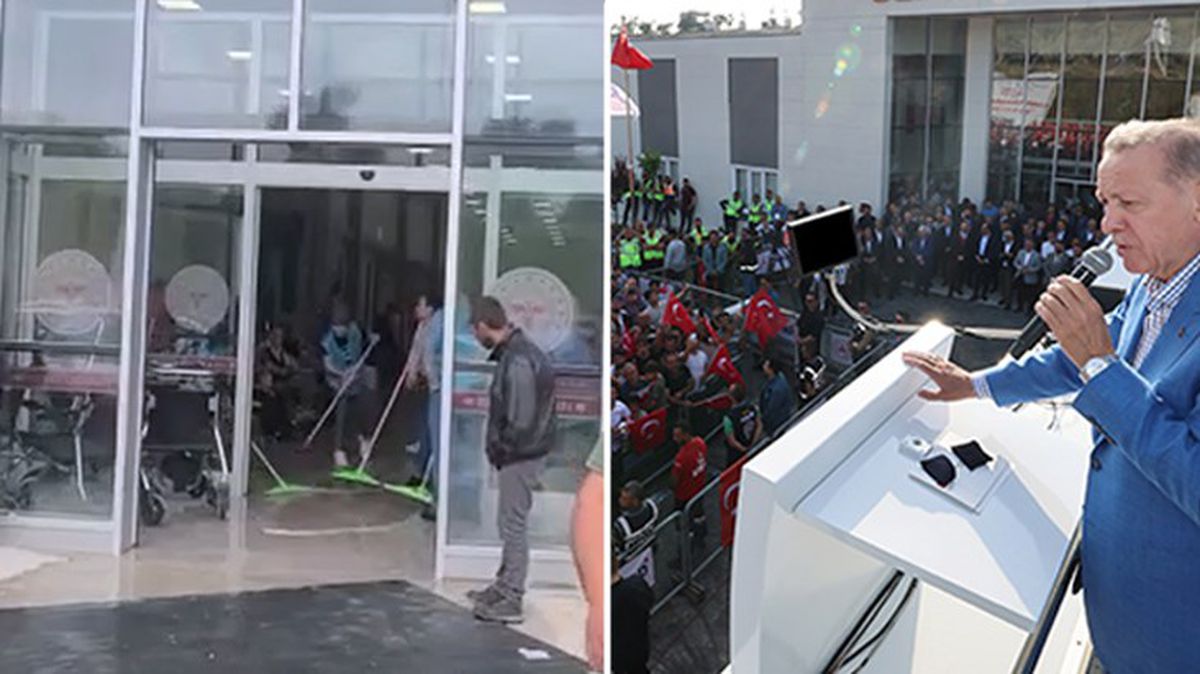 2 gün önce açılışı yapılan Defne Devlet Hastanesi'ni su bastı