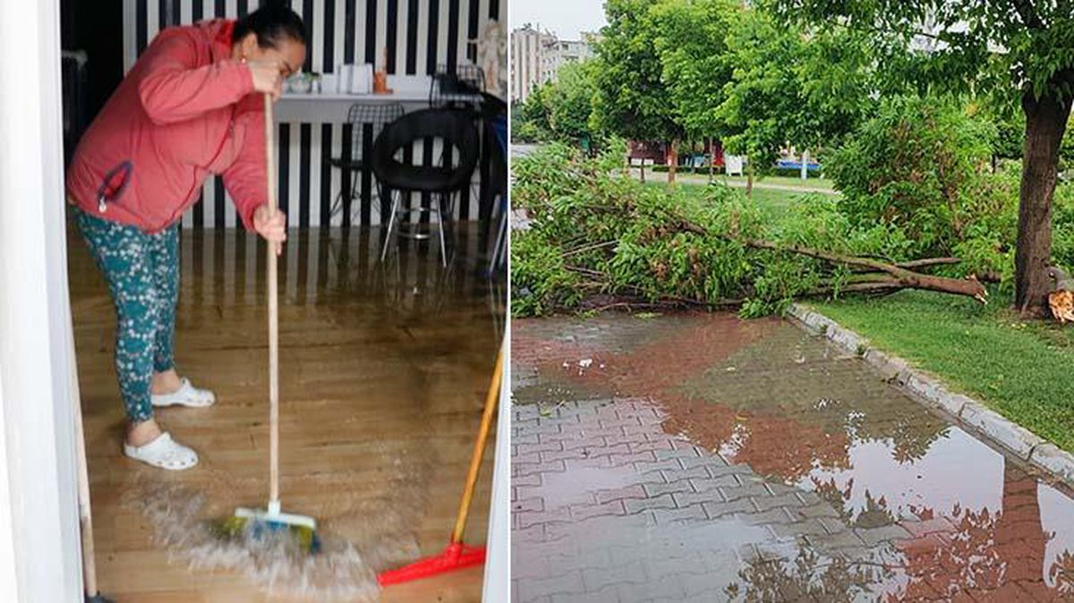 Adana'da sabah saatlerinde etkili olan sağanak her yeri su altında bıraktı