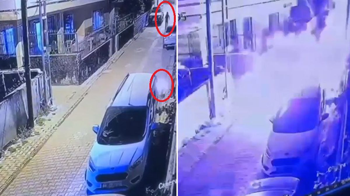 Alacaklısının evinin önüne ses bombası attı! O anlar kamerada
