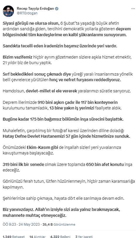 Erdoğan depremzede vatandaşlara seslendi: Ekim-Kasım gibi sizleri yeni yuvalarınıza kavuşturacağız