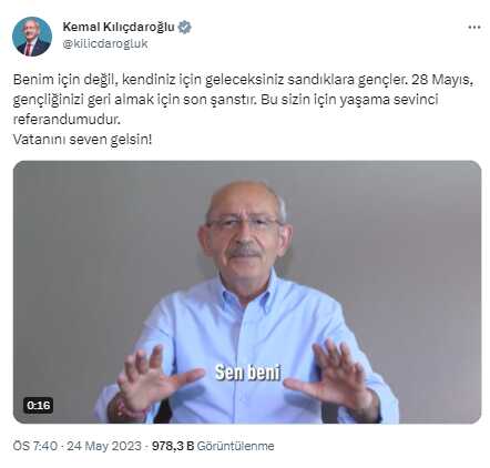 Kılıçdaroğlu'ndan yeni video: Vatanını seven sandığa gelsin Kılıçdaroğlu'ndan yeni video: Vatanını seven sandığa gelsin