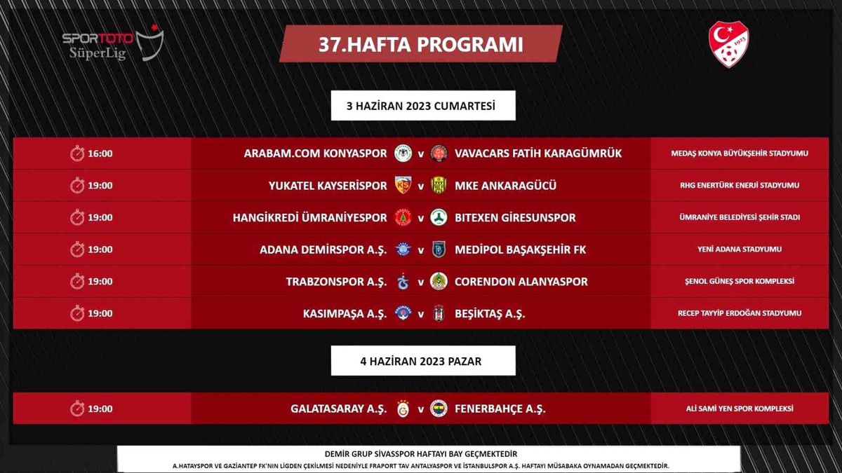 Galatasaray Fenerbahçe Derbisi 4 Haziran'da Oynanacak