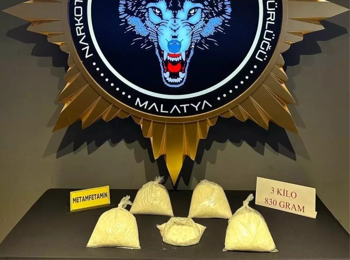 Malatya'da 3 kilo 830 gr metamfetamin ele geçirildi