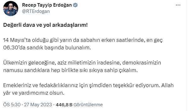 Cumhurbaşkanı Erdoğan ve Kılıçdaroğlu'ndan seçime saatler kala sandık çağrısı