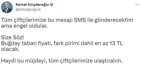 Seçimlere saatler kala Kılıçdaroğlu'nun son müjdesi çiftçilere: Buğday taban fiyatı en az 13 TL olacak