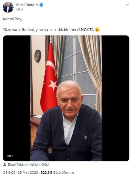 Binali Yıldırım'dan seçim sonuçlarının ardından Kılıçdaroğlu'na bomba gönderme: Yine kazandık bir tanesi