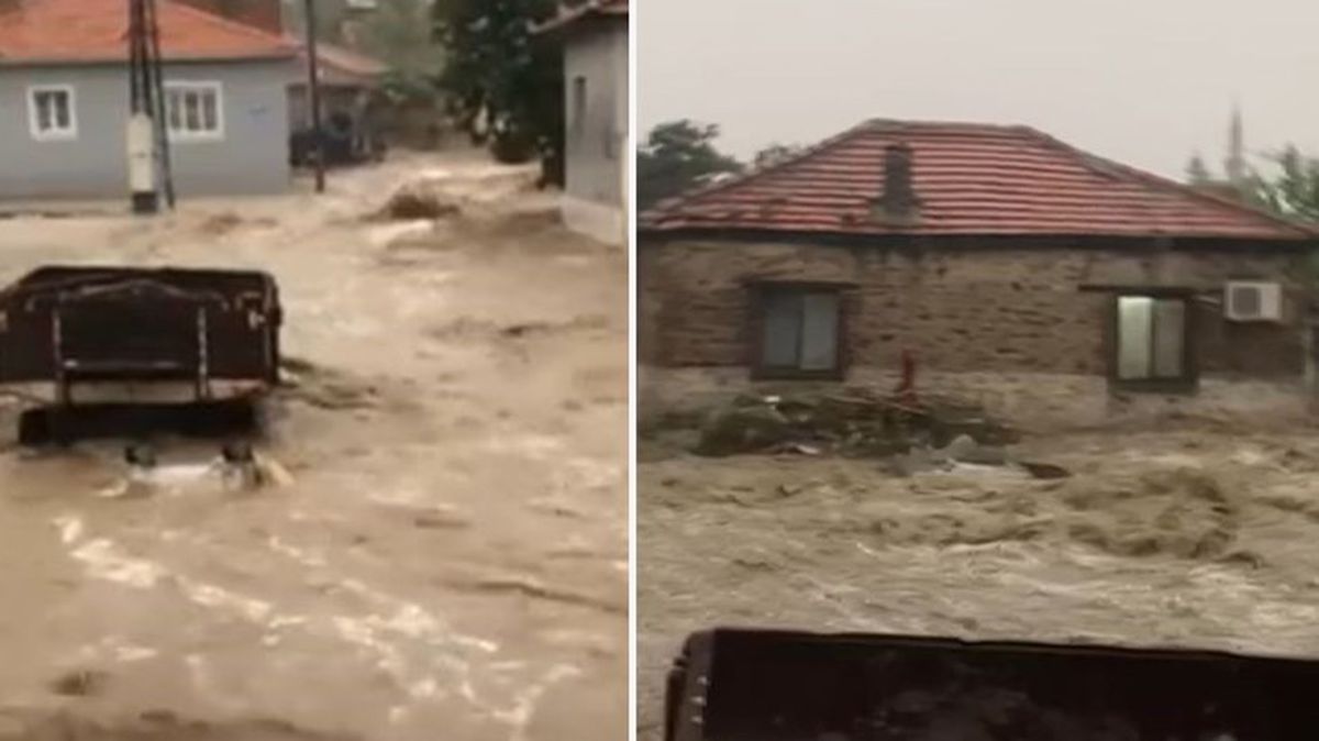Koçarlı'da selin geldiği anlar böyle görüntülendi