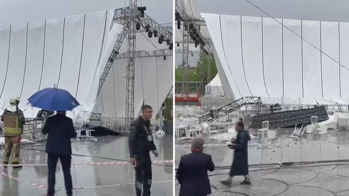 TOBB'un önündeki platform şiddetli yağış nedeniyle çöktü: 4 yaralı
