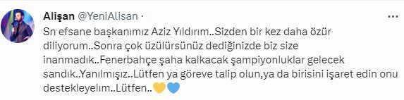 Galatasaray'ın şampiyonluğu sonrası Alişan'dan Ali Koç'a yaylım ateşi! Aziz Yıldırım'dan özür diledi Galatasaray'ın şampiyonluğu sonrası Alişan'dan Ali Koç'a yaylım ateşi! Aziz Yıldırım'dan özür diledi