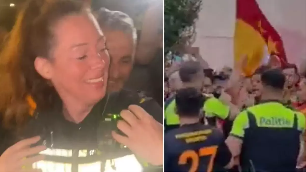 Resmen çılgınlık! Avrupa'daki Galatasaraylı taraftarlar, yabancı polislere bakın neler yaptırdı