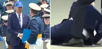 ABD Başkanı Biden'ın zor anları! Yüzlerce kişinin katıldığı törende yere kapaklandı