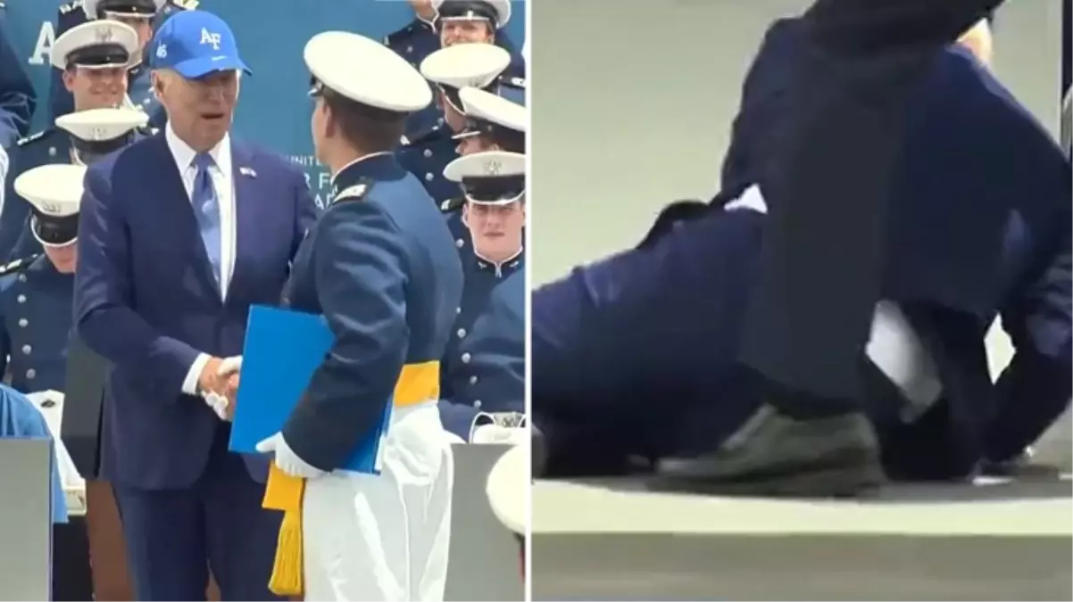 ABD Başkanı Biden'ın zor anları! Yüzlerce kişinin katıldığı törende yere kapaklandı