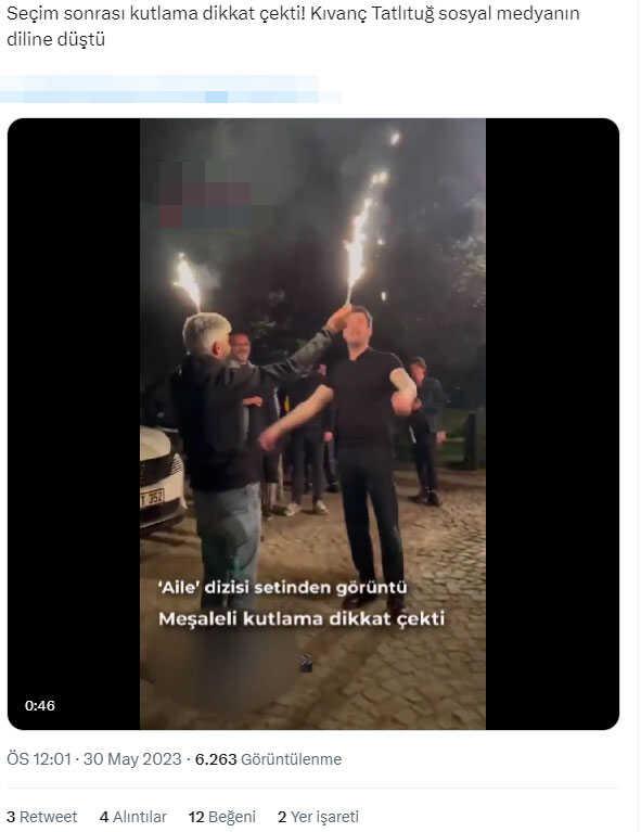 Kıvanç Tatlıtuğ'un seçim sonucunun ardından meşale yakıp kutlama yaptığı iddiası Kıvanç Tatlıtuğ'un seçim sonucunun ardından meşale yakıp kutlama yaptığı iddiası