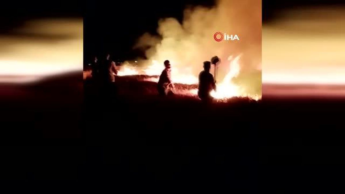 Depremzede çiftçilerin ekili alanı alev alev yandı