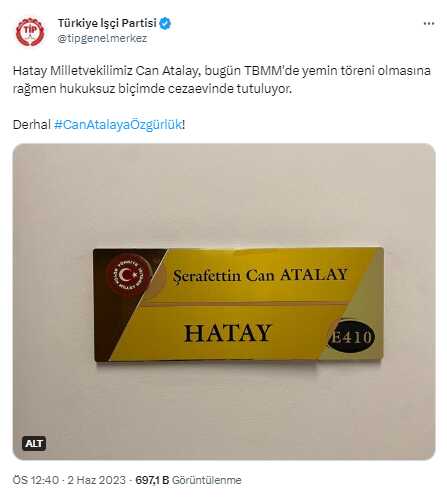 Milletvekili seçilmesine rağmen hala serbest bırakılmadı! TİP'ten Can Atalay tepkisi