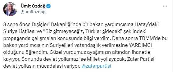 Özdağ'dan Suriyelilerle ilgili tehlikeli sözler: Sonunda devlet yollamaz ise millet yollayacak