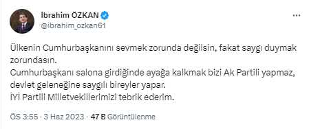Cumhurbaşkanı Erdoğan'ın yemin töreninde dikkat çeken görüntü! Muhalefetten sadece İYİ Partili vekiller ayağa kalktı