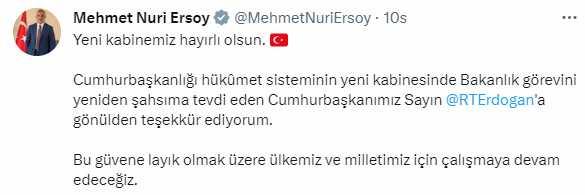 Cumhurbaşkanlığı Kabinesi'nin yeni bakanlarından art arda mesajlar Cumhurbaşkanlığı Kabinesi'nin yeni bakanlarından art arda mesajlar