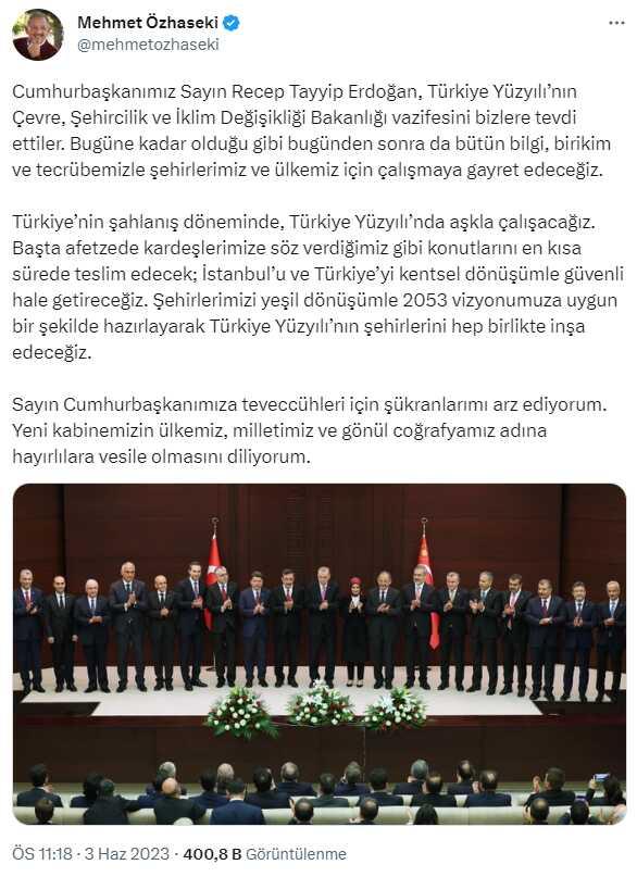 Cumhurbaşkanlığı Kabinesi'nin yeni bakanlarından art arda mesajlar Cumhurbaşkanlığı Kabinesi'nin yeni bakanlarından art arda mesajlar