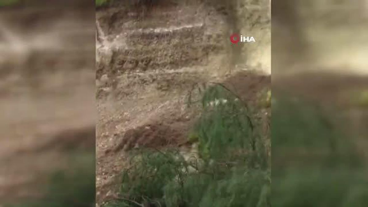 Amasya'da çam ağaçlarıyla kaplı alanda heyelan meydana geldi