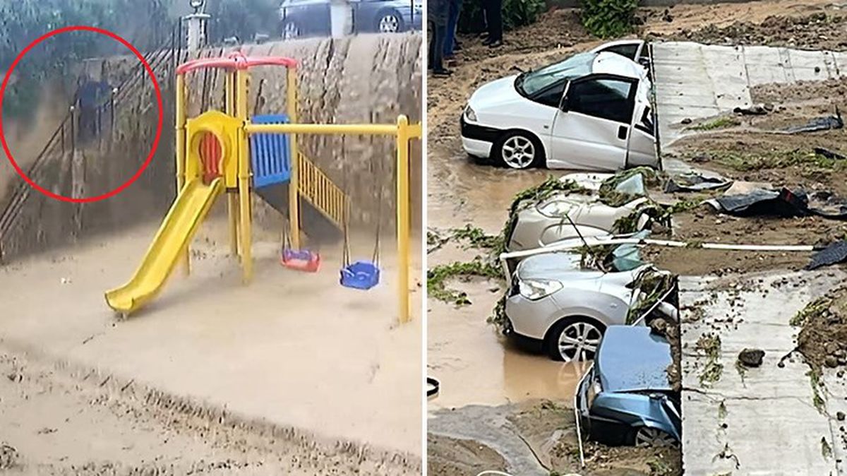 Samsun'da sel felaketi nedeniyle istinat duvarının 5 aracın üzerine devrildiği olaydan yeni görüntüler