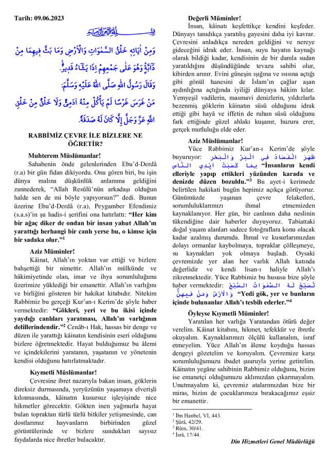 9 Haziran Cuma Hutbesi yayınlandı! 9 Haziran Cuma Hutbesi tam metni! Diyanet 9 Haziran Cuma Hutbesi!