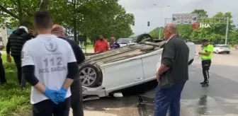 Takla atan otomobilden burnu bile kanamadan çıktı