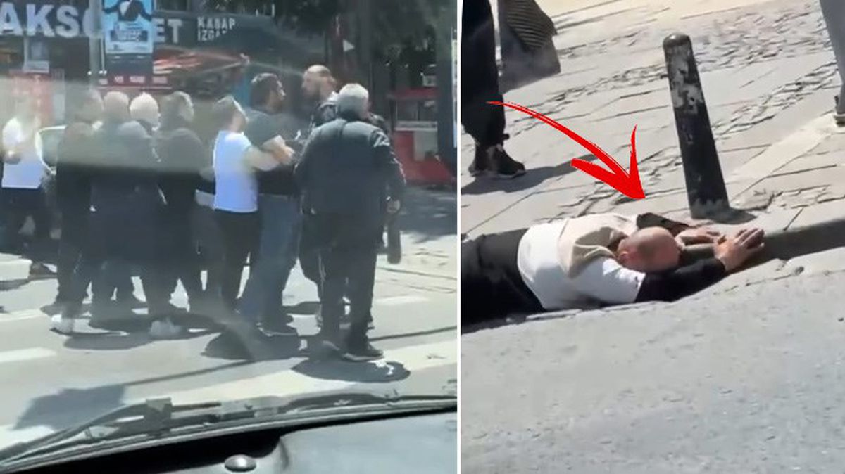 Trafikte başlayan tartışmada ortalık karıştı! Bayıltan kavga kamerada