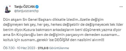 Tanju Özcan'dan Kılıçdaroğlu'nun 'değişim' ile ilgili sözlerine tepki: Özetle değişmeyecek tek lider benim diyor