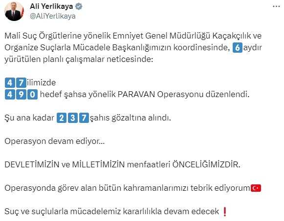 47 ilde 'Paravan' operasyonu! 237 kişi gözaltında
