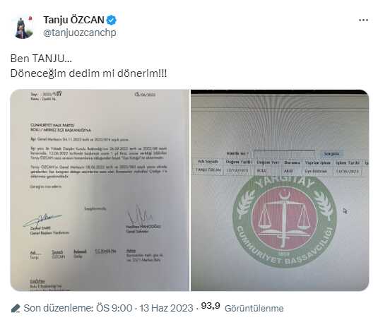 CHP'ye geri dönen Tanju Özcan'dan Kılıçdaroğlu'na gönderme: Ben Tanju... Döneceğim dedim mi dönerim!