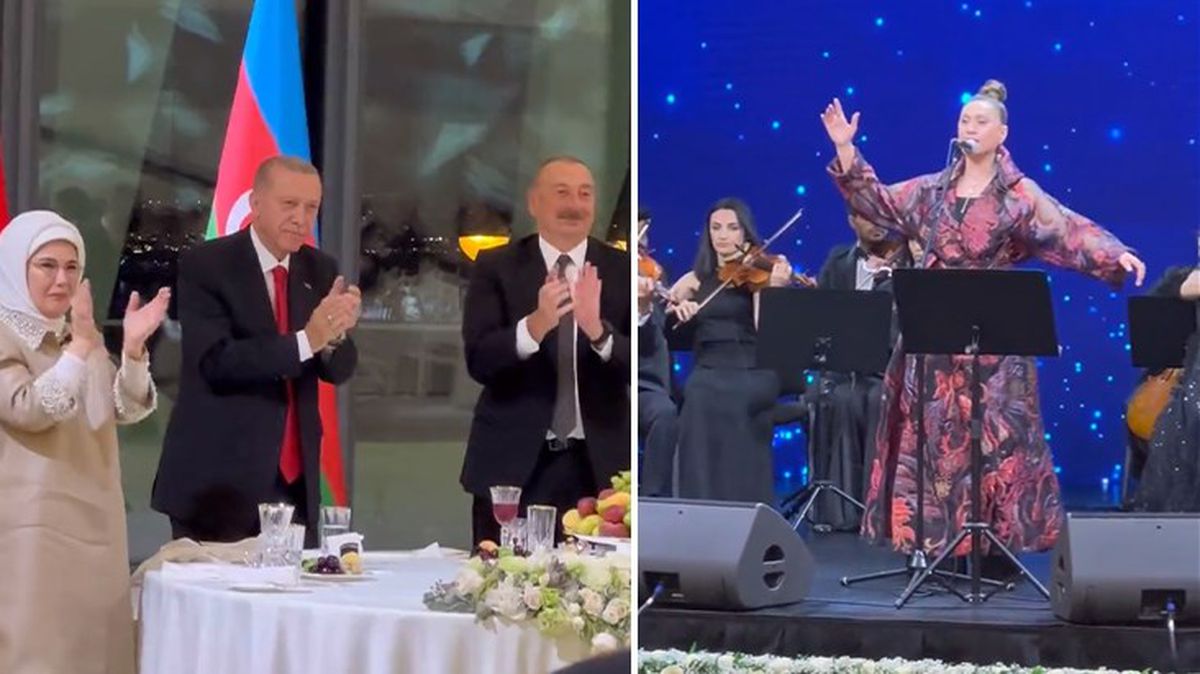 Şarkının sözlerini değiştirip okudu! Cumhurbaşkanı Erdoğan ve Aliyev, Azerin'i ayakta alkışladı