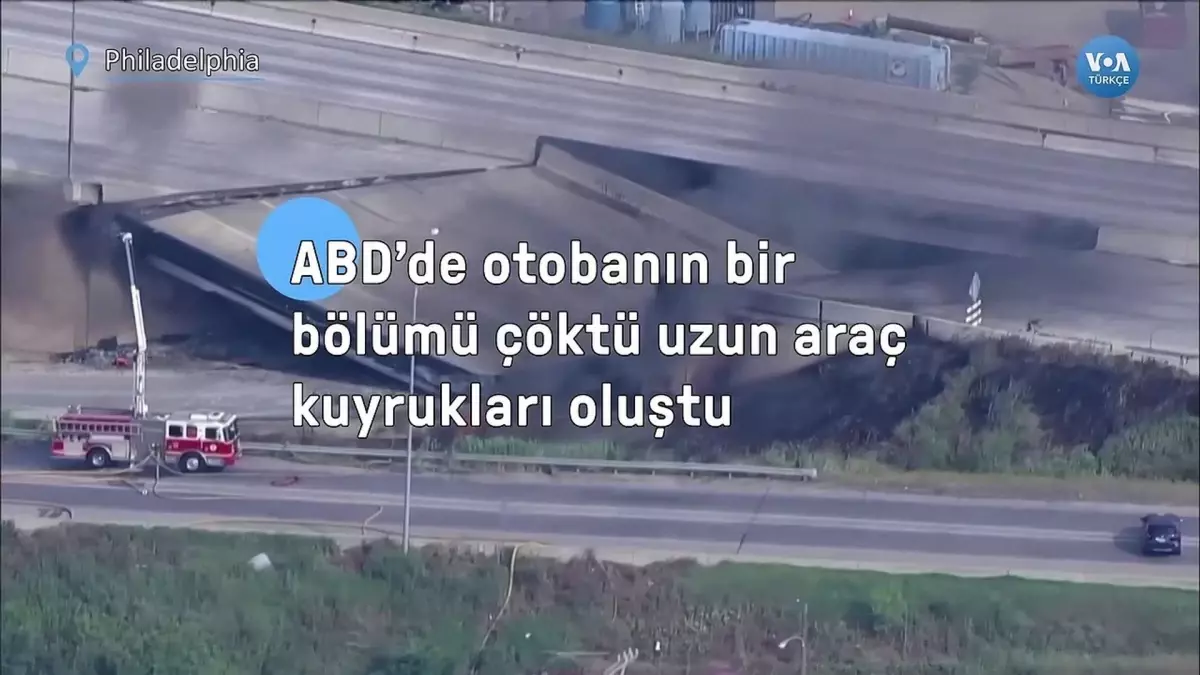 ABD'de otobanın bir bölümü çöktü uzun araç kuyrukları oluştu