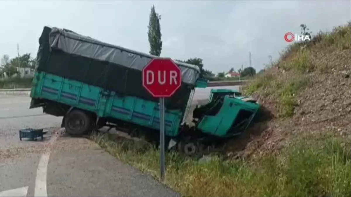 Kontrolden çıkan kamyonet şarampole girdi: 2 yaralı