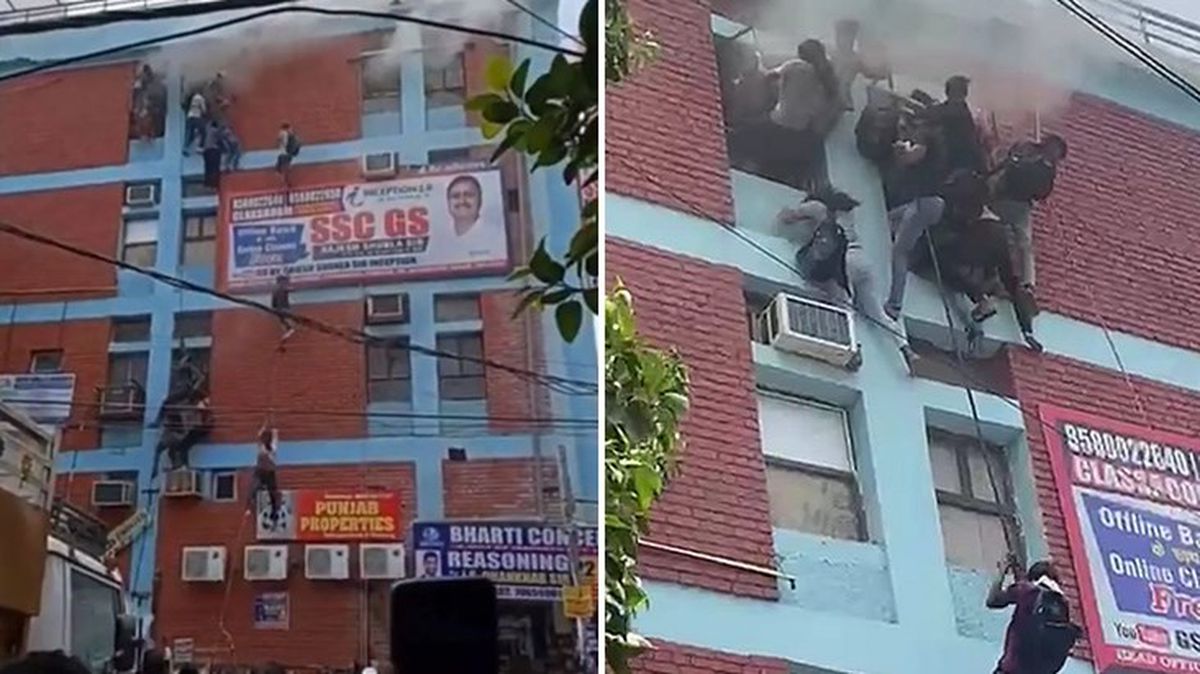 Hindistan'da dershanede yangın çıktı! Öğrenciler tellere tutunarak alevlerden kaçtı