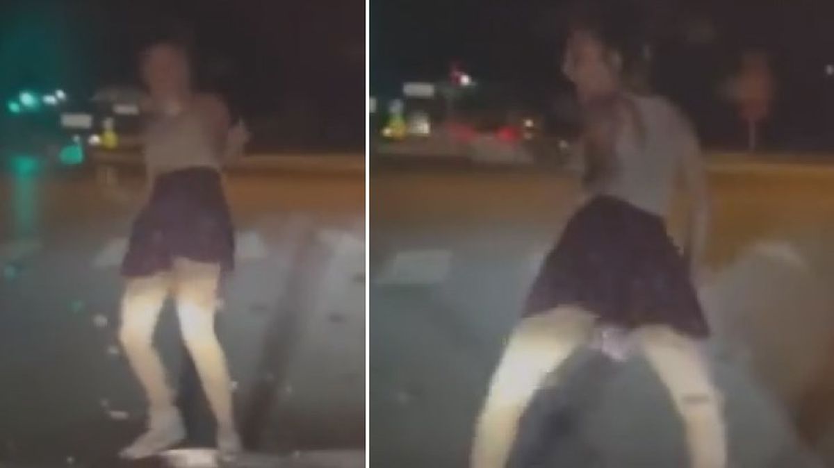 Kırmızı ışıkta motordan inip dans etmeye başlayan kadının görüntüleri gündem oldu