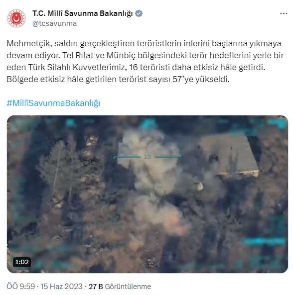 Üs bölgelerimize saldıran terör örgütüne ağır darbe! Öldürülen terörist sayısı 57'ye yükseldi