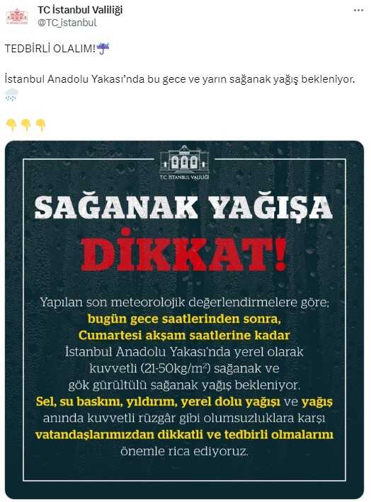 Marmara Bölgesi'ne Kuvvetli Yağış Uyarısı