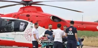 Düşerek yaralanan hastaya ambulans helikopterle müdahale edildi