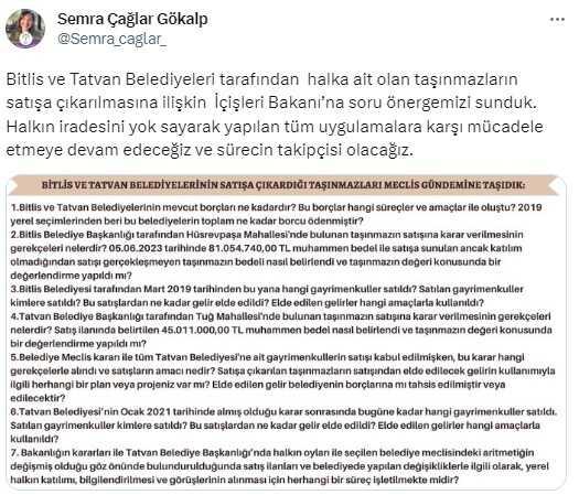 Tatvan Belediyesi'ndeki taşınmaz satışlarında usulsüzlük iddiası: Çok kişinin canı yanar