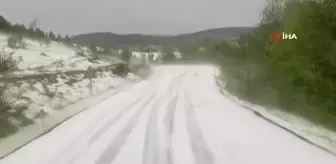 Yaz ayında dolu yağışı kıştan kalma görüntü ortaya çıkardı