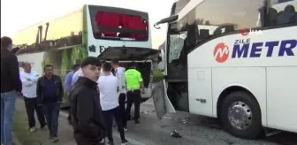 Yolcu otobüslerinin karıştığı kaza ucuz atlatıldı