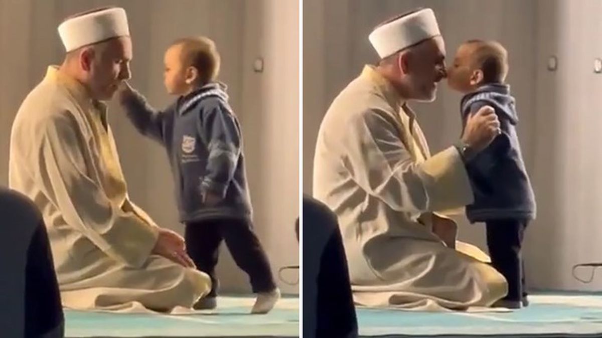 Maltepe'de dua okuyan imam ile çocuğun oyunu yürek ısıttı