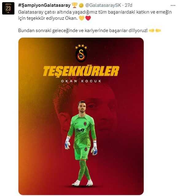 Okan Kocuk, Galatasaray'a veda etti! Süper Lig'in yeni ekibine imzayı atıyor Okan Kocuk, Galatasaray'a veda etti! Süper Lig'in yeni ekibine imzayı atıyor