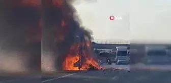 TEM'de tır alev alev yandı: O anlar kamerada