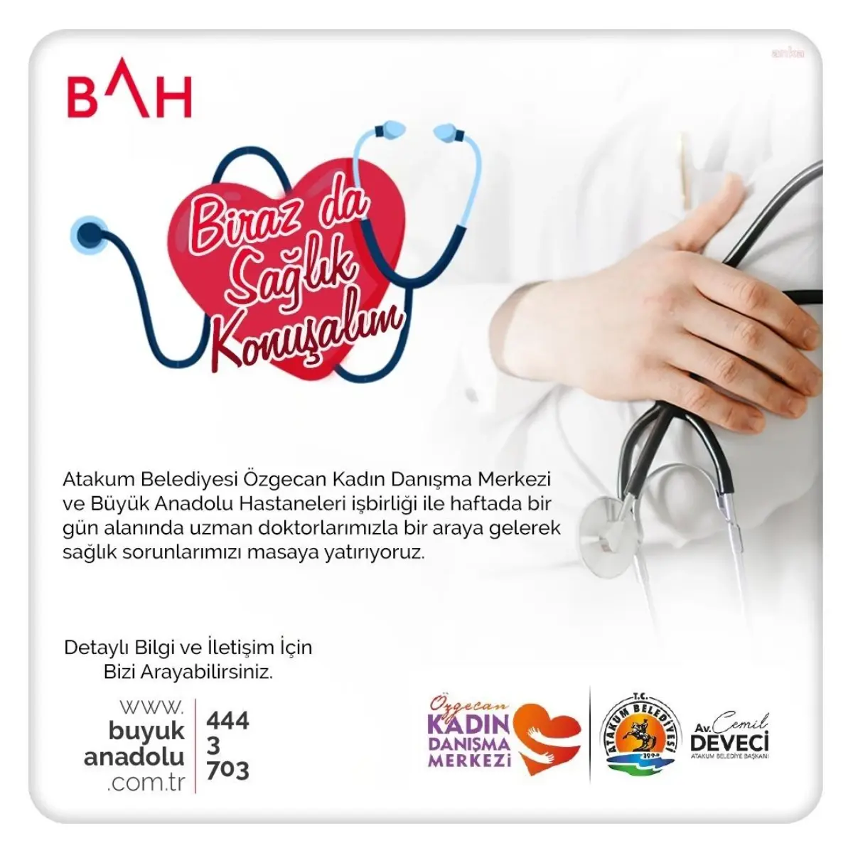 Atakum Belediyesi Özgecan Kadın Danışma Merkezi'nde 'Biraz da Sağlık Konuşalım' söyleşi dizisi başlıyor