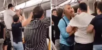 Metroda kavga! Öfkeden deliye dönen adam askılara tutunup tekme attı