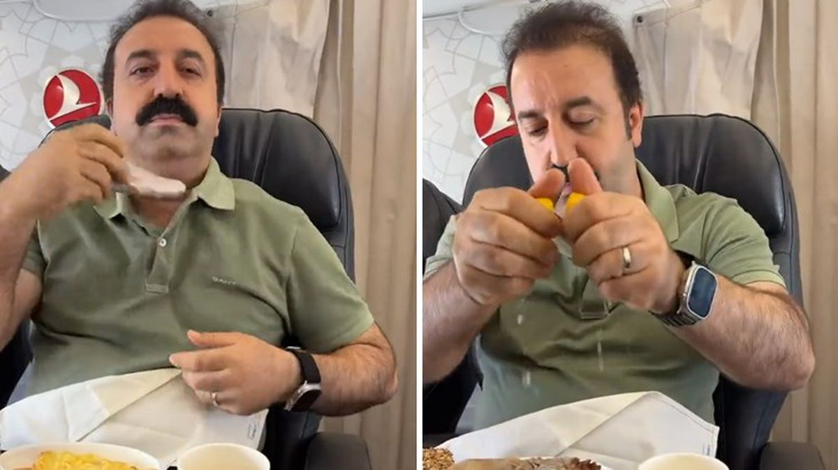 Uçaktaki menüyü beğenmeyen Şırdancı Mehmet, göğsünden şırdan çıkarıp yedi