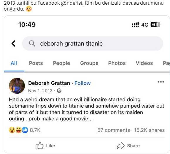 Titanik denizaltıyla ilgili tüyler ürperten olay! 2013 tarihli paylaşımda yazılanlar bir bir gerçek oldu Titanik denizaltıyla ilgili tüyler ürperten olay! 2013 tarihli paylaşımda yazılanlar bir bir gerçek oldu