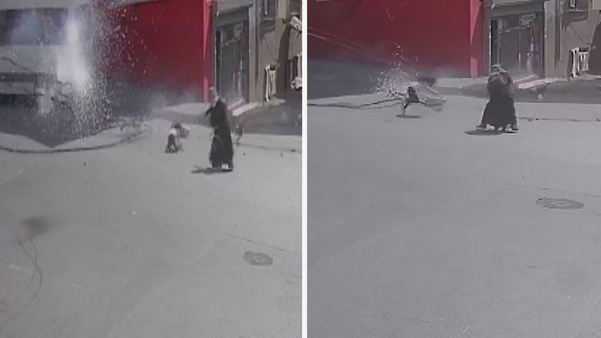 Elektrik direği devrildi! Kıvılcım alan kablolar anne ve çocuklarının üzerine düştü